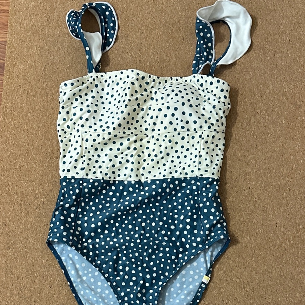 Summersalt Polka Dot One Piece Swimsuit - Navy and Cream